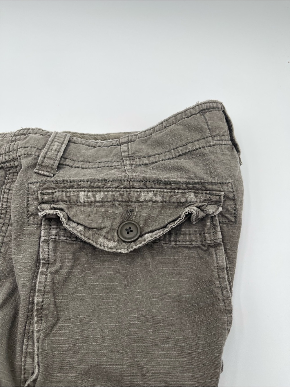 Y2K American Eagle Cargo Shorts Men's Size 34 Olive Green Regular Casual Cotton - Picture 5 of 12